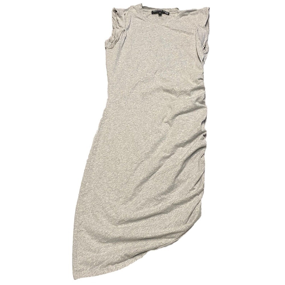 Veronica‎ Beard Dress Small Grey Brompton Stretch Side Ruching Asymmetrical Midi